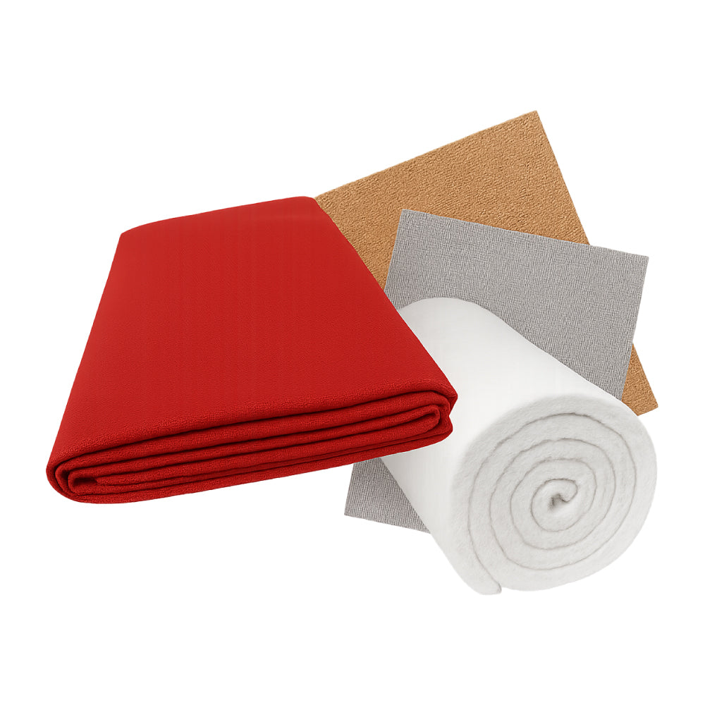 High temperature insulation materials including ceramic fibre blanket, red silicone-coated fibreglass cloth, vermiculite-coated cloth, and insulation paper used for thermal protection