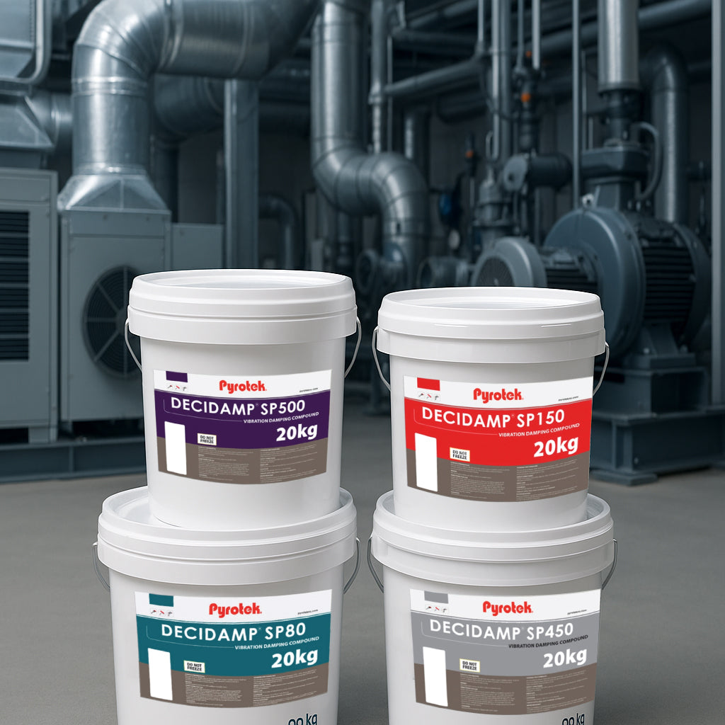 Decidamp vibration damping compounds – SP80, SP150, SP450 and SP500 water-based noise and vibration control solutions for marine, building, rail and transport applications