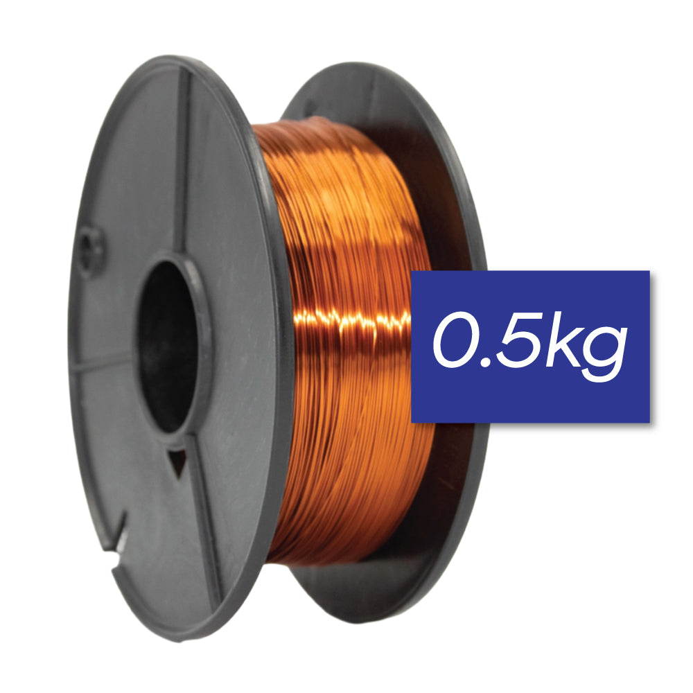 Enamelled copper winding wire on 0.5kg spool – high-conductivity insulated wire for motors, transformers, solenoids, and coils