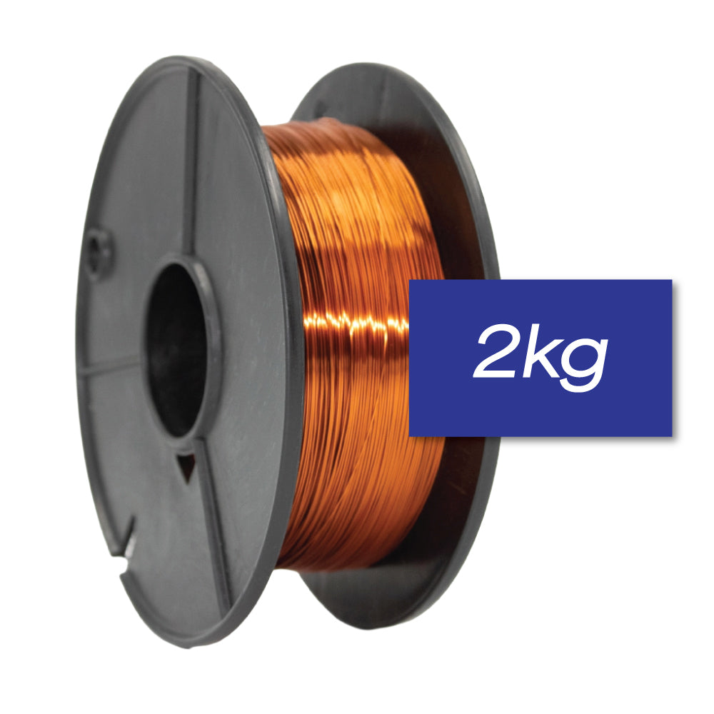 Enamelled copper winding wire on 2kg spool – high-purity insulated wire for transformers, motors, solenoids, and electrical coils