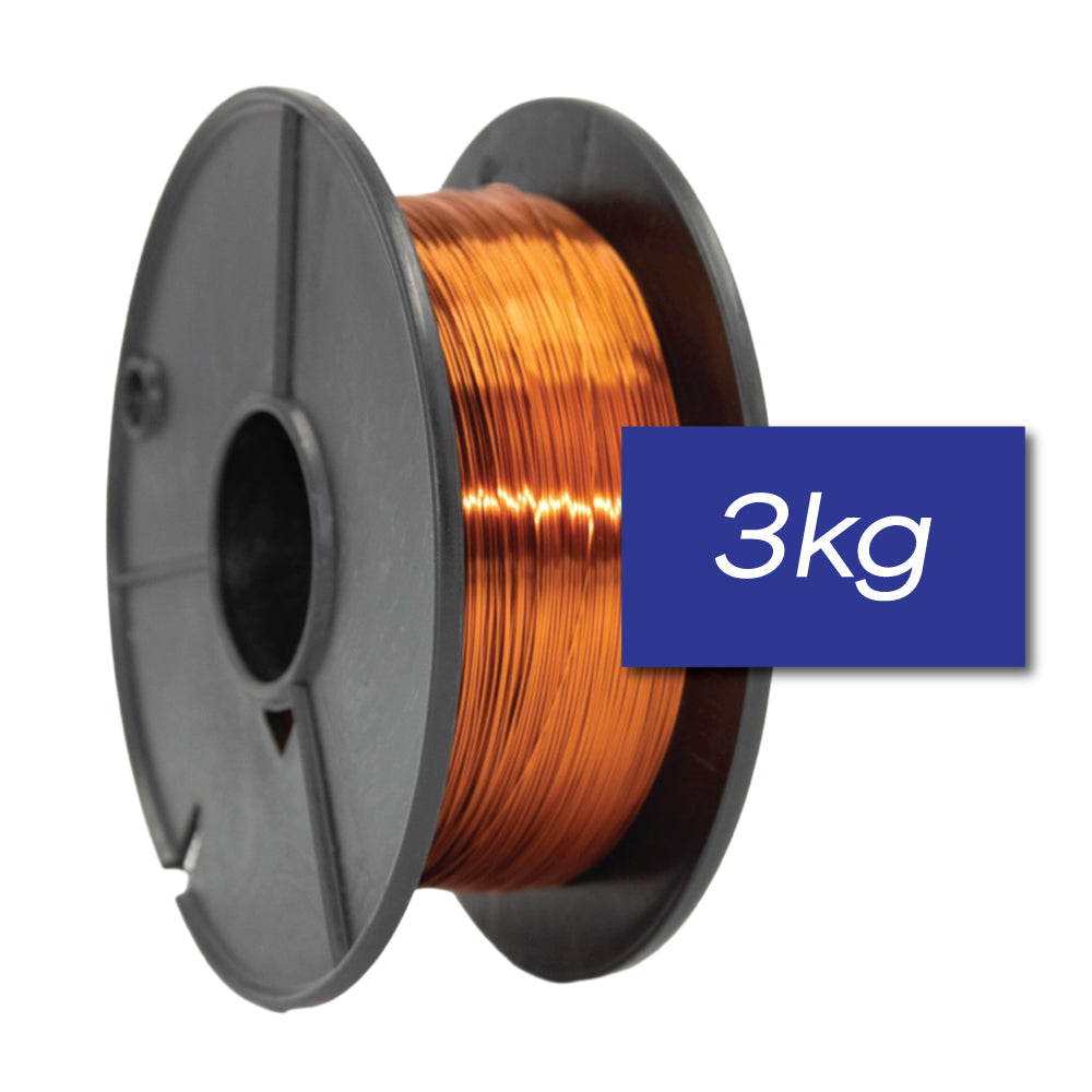 Enamelled copper winding wire on 3kg spool – high-purity insulated wire for transformers, motors, solenoids, and electrical coils
