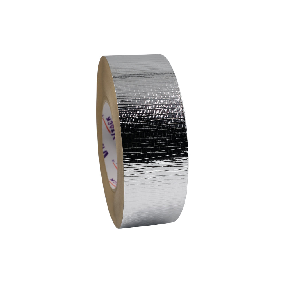 Reinforced aluminium tape roll – 48mm x 50m high-temperature foil tape for sealing ductwork, insulation, and HVAC applications