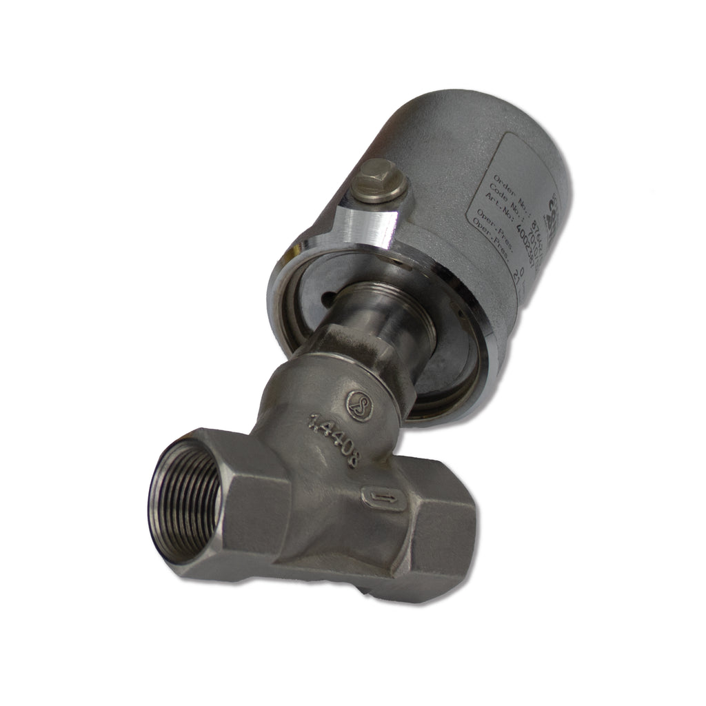 Industrial angle seat valve – compact stainless steel valve for precise flow control of air, water, and oil in high-pressure fluid systems