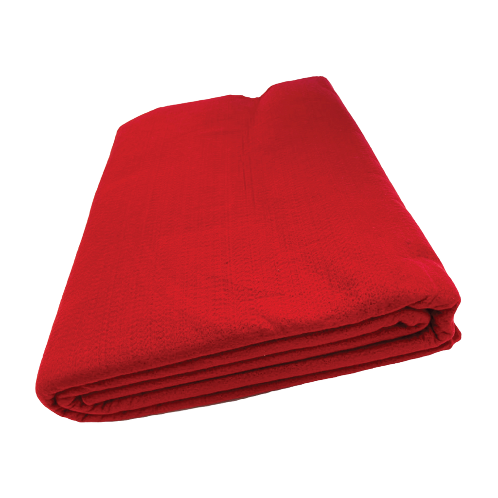 Red burn over fire blanket made from flame-resistant fibres for firefighter and emergency vehicle protection, compliant with AFAC and NSW RFS standards