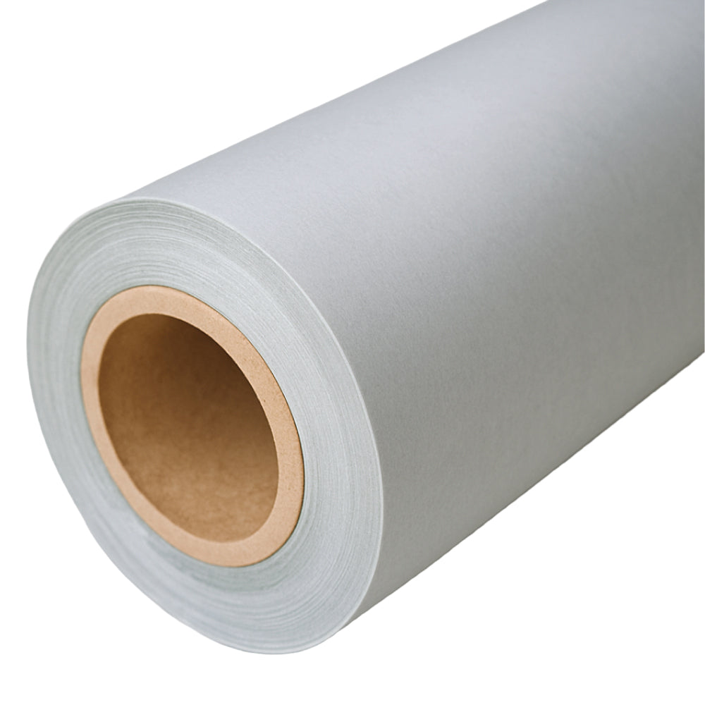 Roll of DMD insulation (Dacron/Mylar/Dacron), a flexible Class F-rated electrical insulation material with a smooth, light grey surface and cardboard core, displayed on a pale grey background.