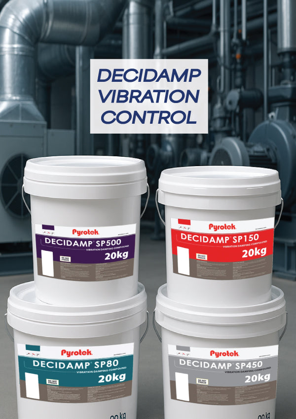 Decidamp vibration damping compounds – SP80, SP150, SP450 and SP500 water-based noise and vibration control solutions for marine, building, rail and transport applications
