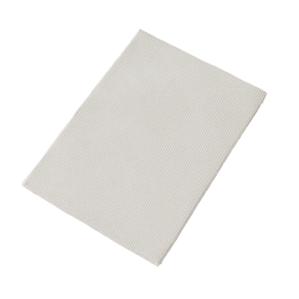 A single rectangular piece of white fibreglass rewettabble cloth displayed on a flat grey surface, designed for high-temperature thermal protection and water-activated adhesive application.
