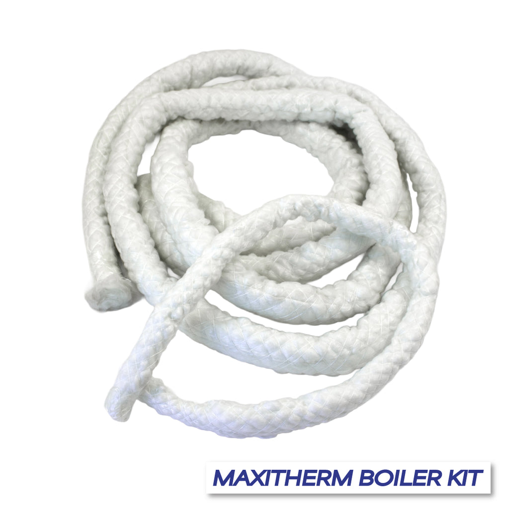 Braided fibreglass rope from Maxitherm boiler close-up kit, designed for high-temperature sealing in industrial boiler maintenance 