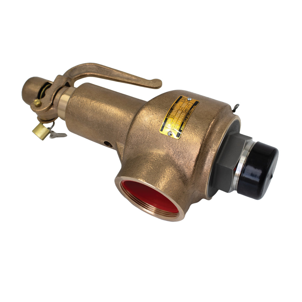 safety relief valve with lever handle and threaded brass body for industrial overpressure protection