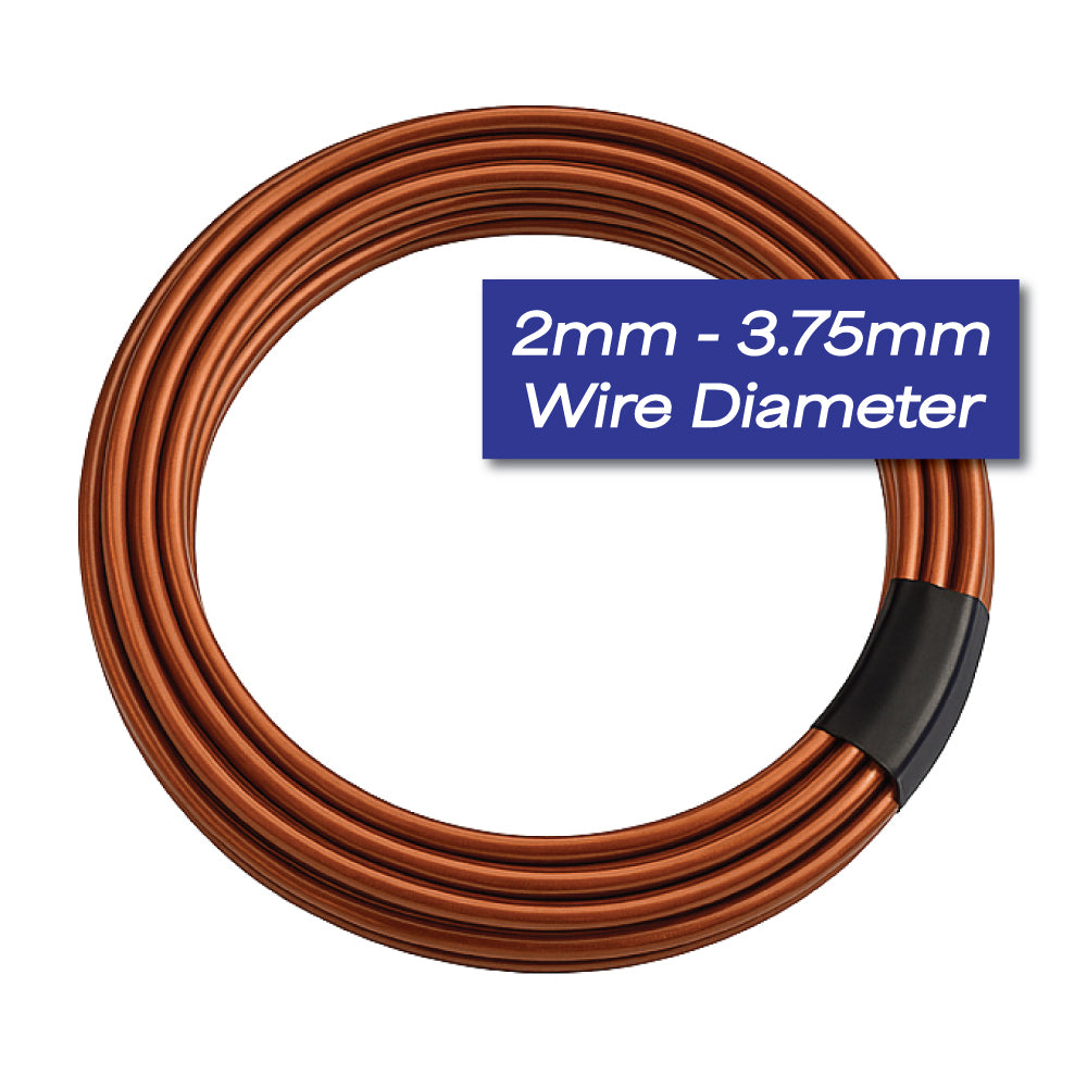 Loose shank enamelled copper wire coil, 2 mm to 3.75 mm diameter range, flexible winding wire for motor rewinding and electrical repairs