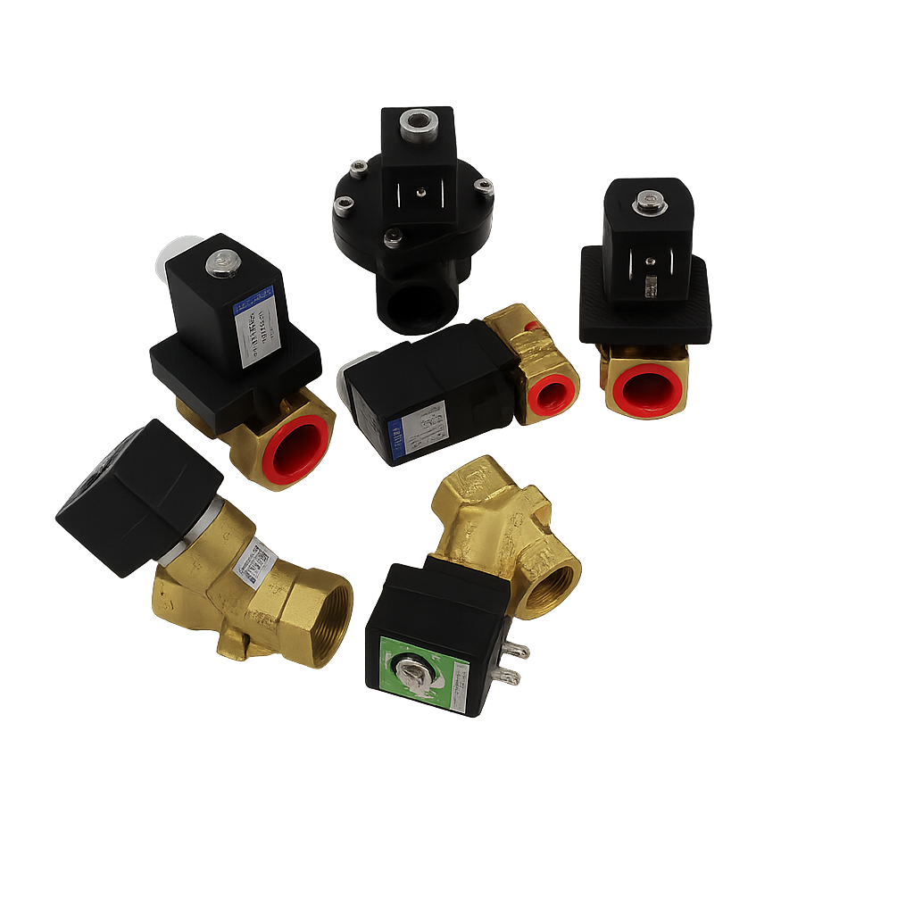brass and stainless steel solenoid valves in various configurations for air steam and fluid control
